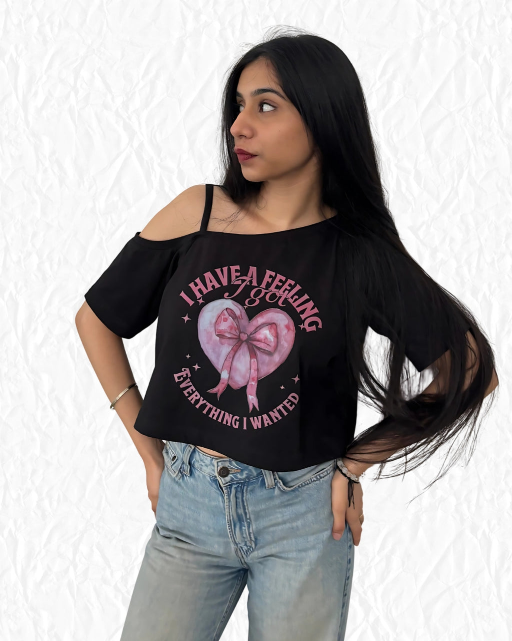 Delulu Diaries - Asymmetrical neck T-shirt Elsewhere