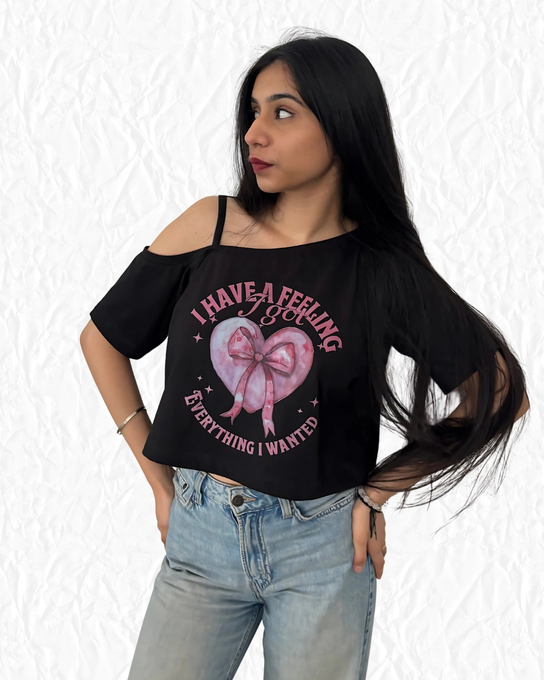 Delulu Diaries - Asymmetrical neck T-shirt Elsewhere