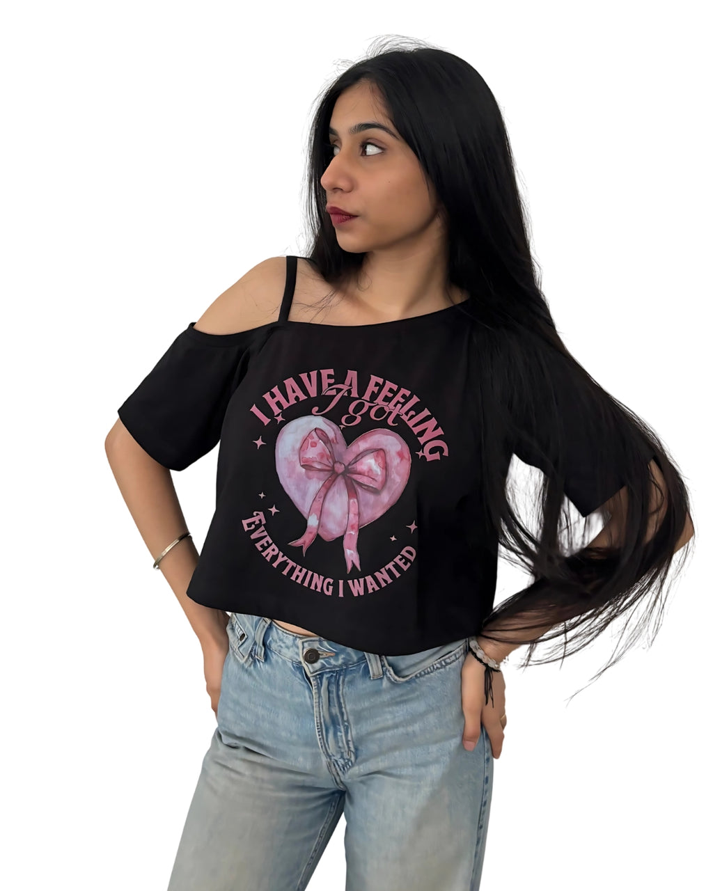 Delulu Diaries - Asymmetrical neck T-shirt Elsewhere
