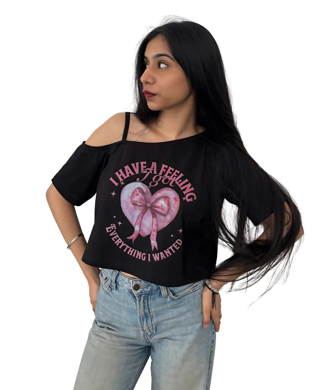 Delulu Diaries - Asymmetrical neck T-shirt Elsewhere