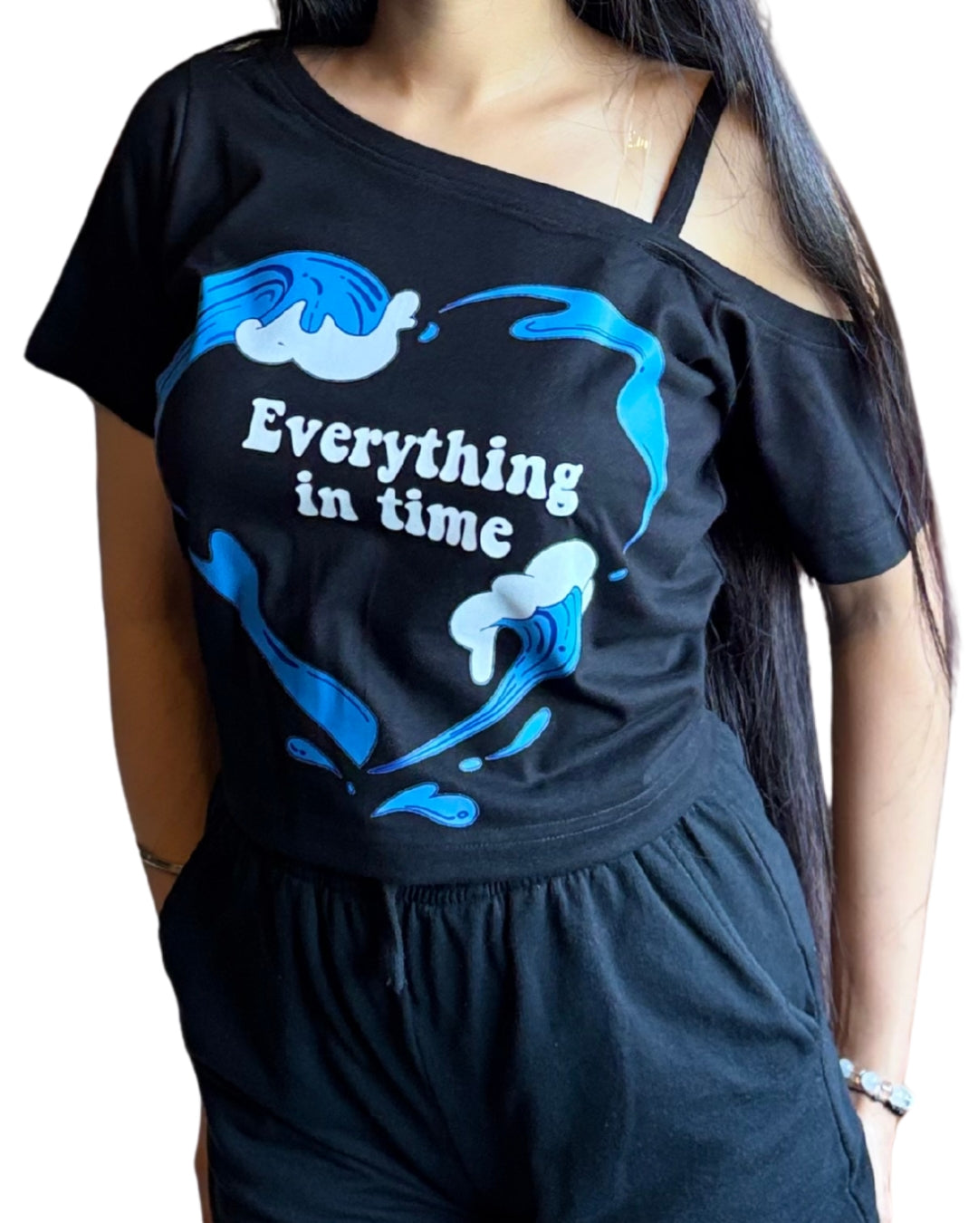 Patience,Baby - Asymmetrical neck T-shirt Elsewhere