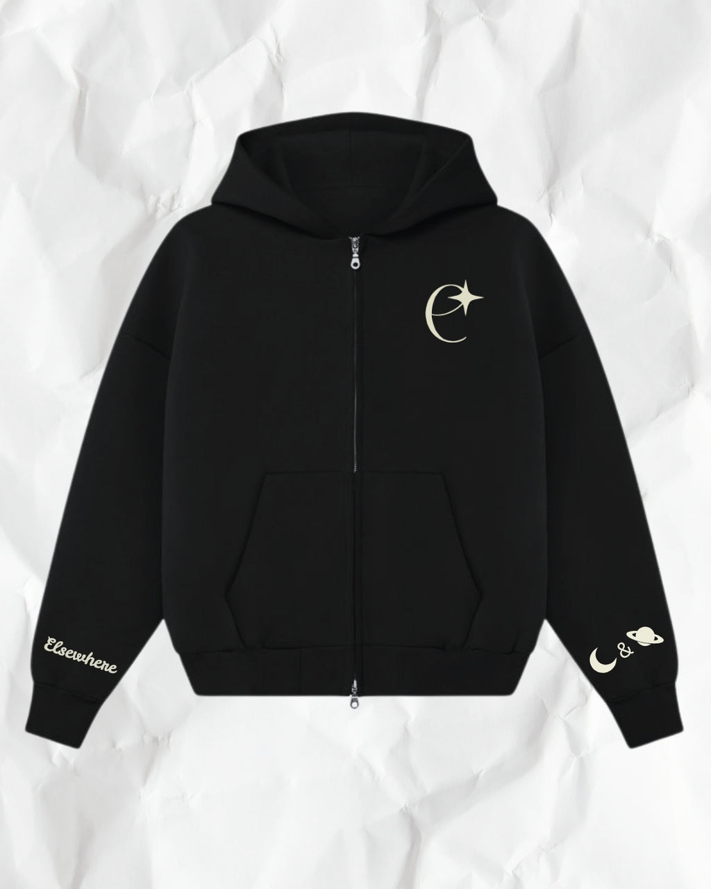Moon and Saturn- Zipper hoodie