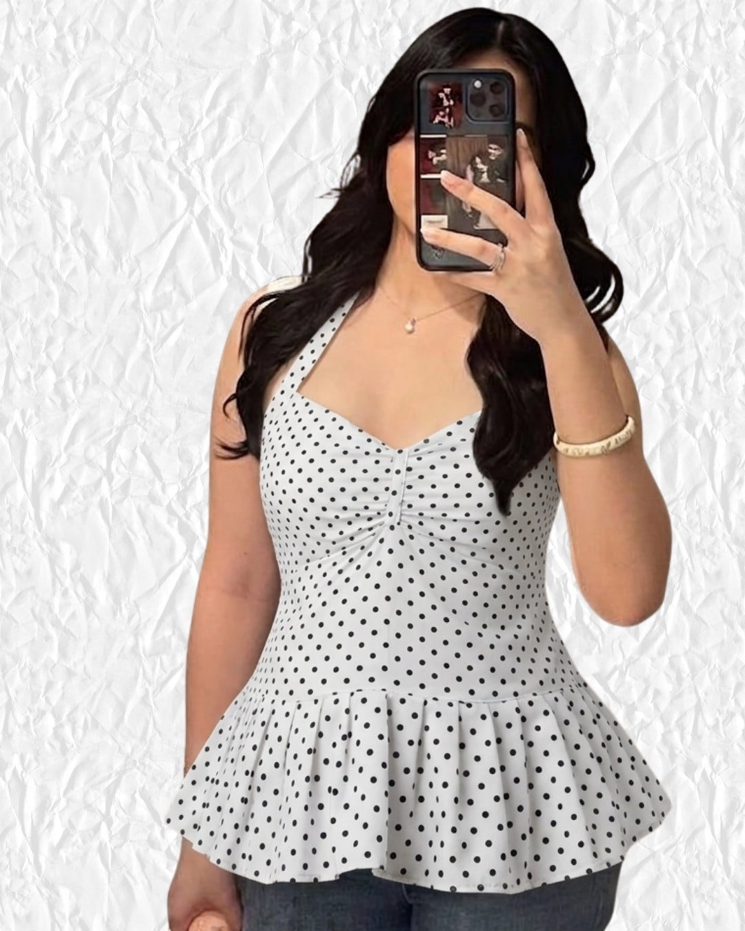 Coco-Polka dot halter neck top Elsewhere Club