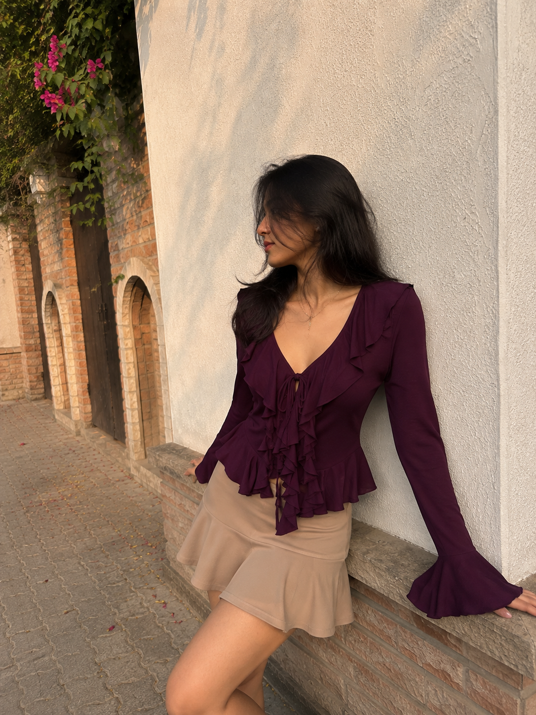 Velvet Kiss-Ruffle top Elsewhere Club