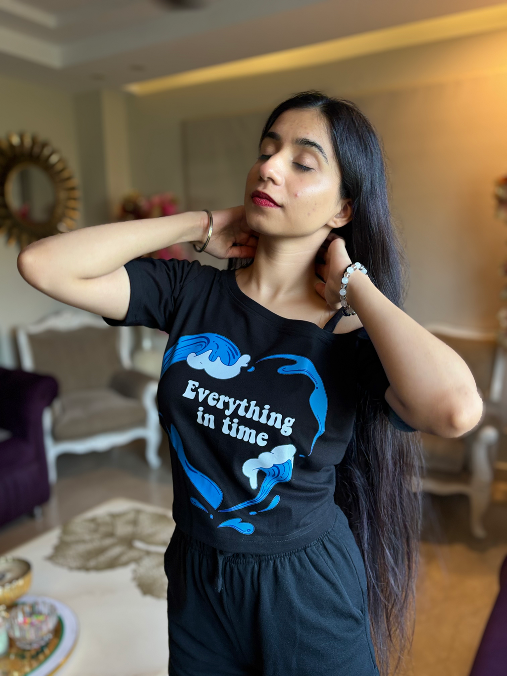 Patience,Baby - Asymmetrical neck T-shirt