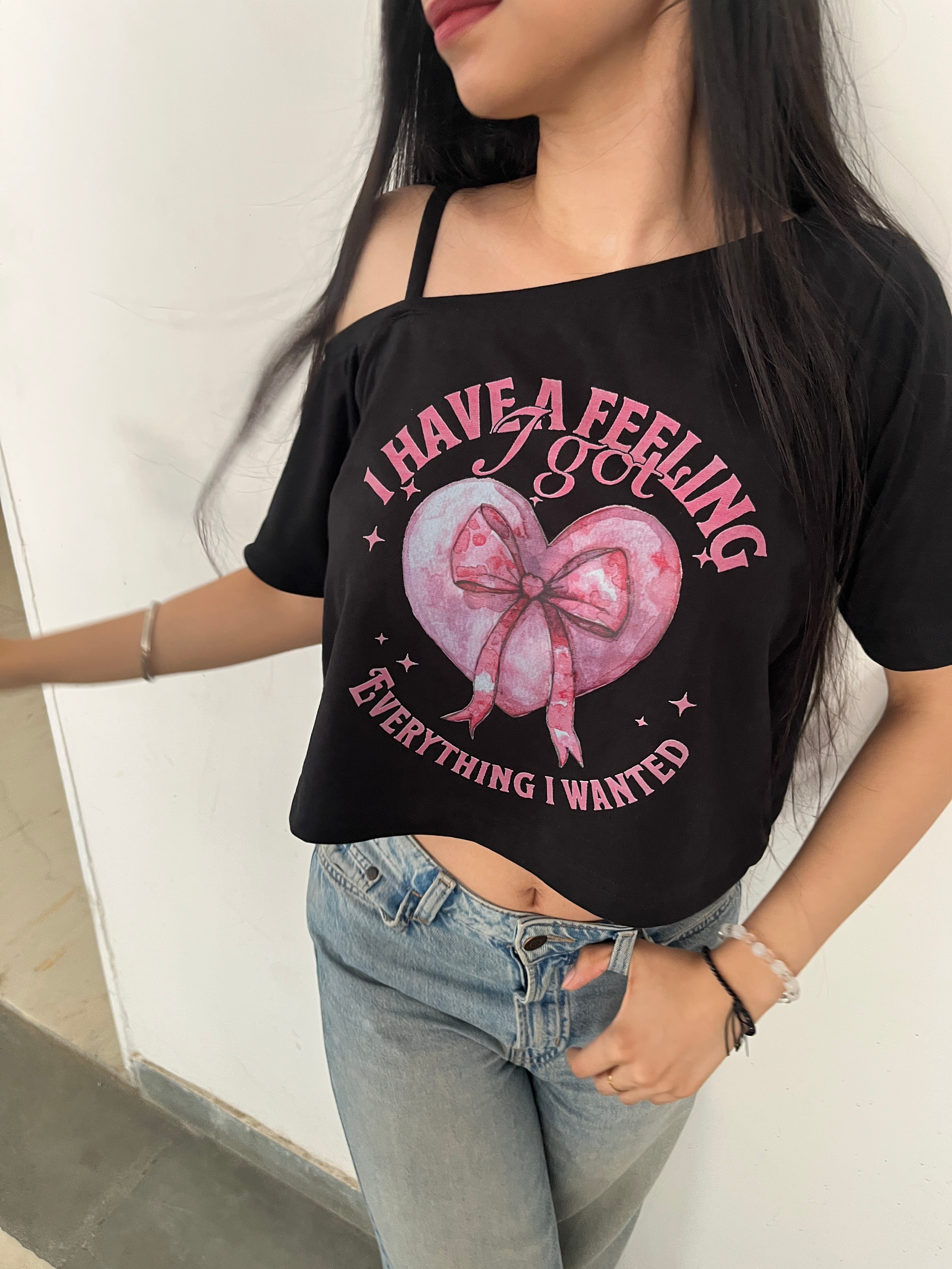 Delulu Diaries - Asymmetrical neck T-shirt